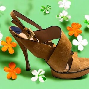 Stuart Weitzman Hester Platform Heels Bridle Tan  Size 9.5 $ MSRP 475